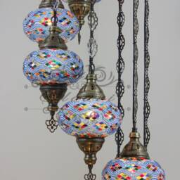 7 - Ball Turkish Water Drop Style Mosaic Chandelier With Large Globes - thumbnail 3