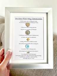 Personalised Boy's First Holy Communion Gift, 1st Communion, Framed Poem Print Keepsake - thumbnail 1