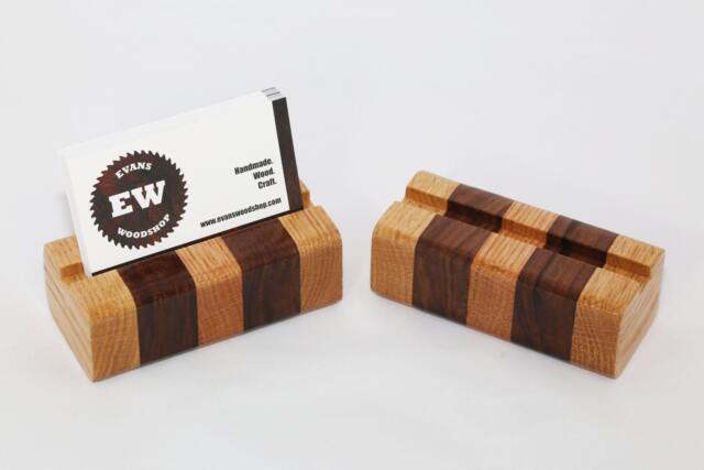 Walnut & Oak Business Card Holder - image 1