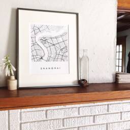 Shanghai Map Hand Drawn Street China City Drawing Black & White - Art Print Wedding Anniversary Asia Travel Expat Wall Decor - thumbnail 2
