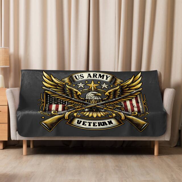 Us Army Veteran Sherpa Blanket Military Service Gift For Him Her - image 1