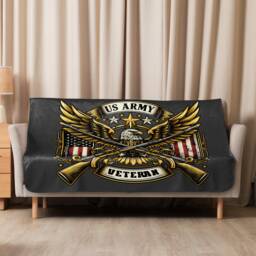 Us Army Veteran Sherpa Blanket Military Service Gift For Him Her - thumbnail 1
