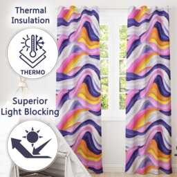 Colorful Pastel Wave Gradient Flow Pattern Seamless Readymade Eyelet Ring Top Thermal 100% Blackout Curtains - thumbnail 3
