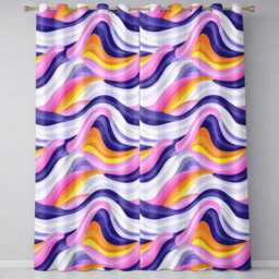 Colorful Pastel Wave Gradient Flow Pattern Seamless Readymade Eyelet Ring Top Thermal 100% Blackout Curtains - thumbnail 2