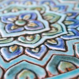 Handmade Ceramic Mandala Wall Art Turquoise Tile Decor(20cm/7.9 - thumbnail 2