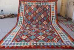 6'8x10'1 Ft Afghan Kilim Area Rug, Natural Veg Dyes Handwoven Wool Geometric Flatweave Boho Oriental Living Room, Bedroom Rug - thumbnail 1