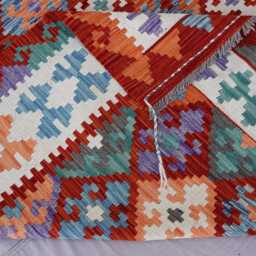 6'8x10'1 Ft Afghan Kilim Area Rug, Natural Veg Dyes Handwoven Wool Geometric Flatweave Boho Oriental Living Room, Bedroom Rug - thumbnail 4