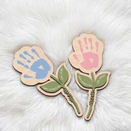 Personalized Mother's Day Wooden Sign, Handprint Flower Art For Mom, Custom Grandma Wood Toddler Keepsake Gift, Family Wall Decor - thumbnail 2