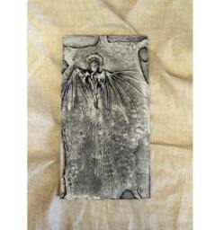 Wall Sculpture Bas Relief Flying Away Angel Gold Or Silver Tile Original Art Piece Home Office Decor Angel Collector Gift Idea Wings - thumbnail 1