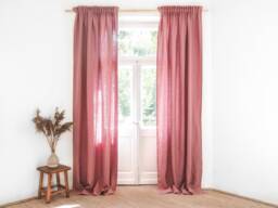 Dusty Pink Heavy Linen Curtain Panel, Pencil Pleat, 280 G/M2