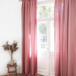 Dusty Pink Heavy Linen - 280 G/M2 Curtain Panel With Tape. Pleating Tape Curtain. Pencil Pleat/1 Pcs - thumbnail 3