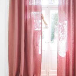 Dusty Pink Heavy Linen - 280 G/M2 Curtain Panel With Tape. Pleating Tape Curtain. Pencil Pleat/1 Pcs - thumbnail 2