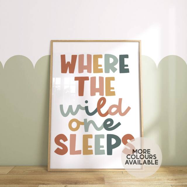 Where The Wild One Sleeps Print -- Safari Nursery Print, Bedroom Jungle Unframed - image 1