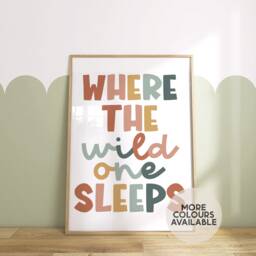 Where The Wild One Sleeps Print -- Safari Nursery Print, Bedroom Jungle Unframed - thumbnail 1