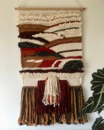 Hand Woven Wall Tapestry Fiber Art Textile Decor - 19x36