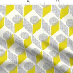 50S Geometric Curtain Panel - Chartreuse & Gray Woven Look Circles Chevrons Custom Dots On Tables By Ottomanbrim - thumbnail 4