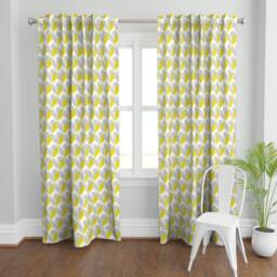 50S Geometric Curtain Panel - Chartreuse & Gray Woven Look Circles Chevrons Custom Dots On Tables By Ottomanbrim - thumbnail 2