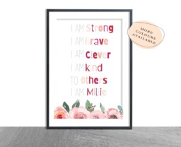 I Am Kind I Clever Brave - Affirmation Children's Print Girls An Boys Bedroom Nursery - thumbnail 1