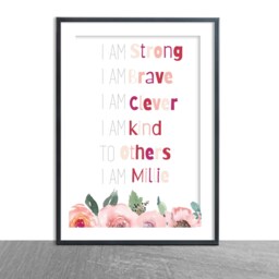 I Am Kind I Clever Brave - Affirmation Children's Print Girls An Boys Bedroom Nursery - thumbnail 2