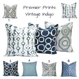 Indigo Blue Navy Gray White Pillow, Throw Home Decor, Decorative Accent Pillow, Decor - thumbnail 2