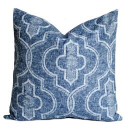 Indigo Blue Navy Gray White Pillow, Throw Home Decor, Decorative Accent Pillow, Decor - thumbnail 4
