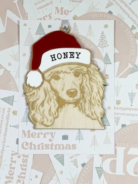 Personalised Pet Christmas Bauble/Ornament With Name - Dog Poodle 029 - image 1