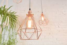 Diamond Cage Pendant Any Color Custom Lamp Modern Industrial Light Fixture Hardwired Ceiling Lighting - thumbnail 1