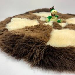 Brown/Ivory Sheepskin Rug Leather Wool 100% Natural Very Soft & Furry Made Of English Sheep, Cowhide Reindeer .... Many More - thumbnail 2