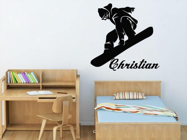Snowboard Wall Decals Custom Personalized Name Boy Sports Decal Vinyl Sticker Bedroom Nursery Baby Room Home Decor Ms779 - image 1