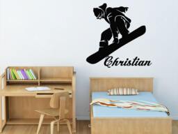 Snowboard Wall Decals Custom Personalized Name Boy Sports Decal Vinyl Sticker Bedroom Nursery Baby Room Home Decor Ms779 - thumbnail 1