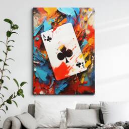 Ace Of Clubs Playing Card Poker Games Abstract Oil Painting Wall Art, Framed Canvas Poster Print, Home Kitchen Office Room Decor, Gifts - thumbnail 1
