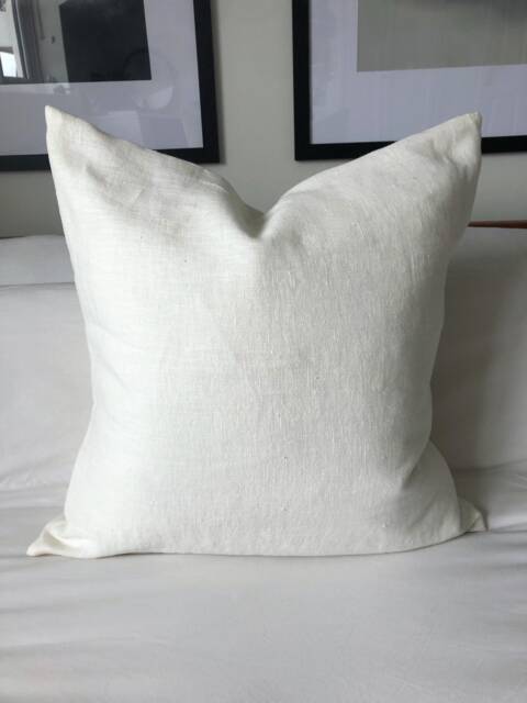 Cream French Linen Cushion Cover, Envelope Back Pillow, Minimalist Home Decor - image 1