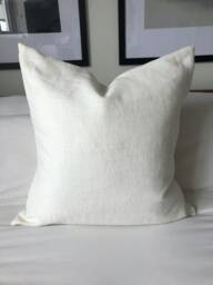 Cream French Linen Cushion Cover, Envelope Back Pillow, Minimalist Home Decor - thumbnail 1