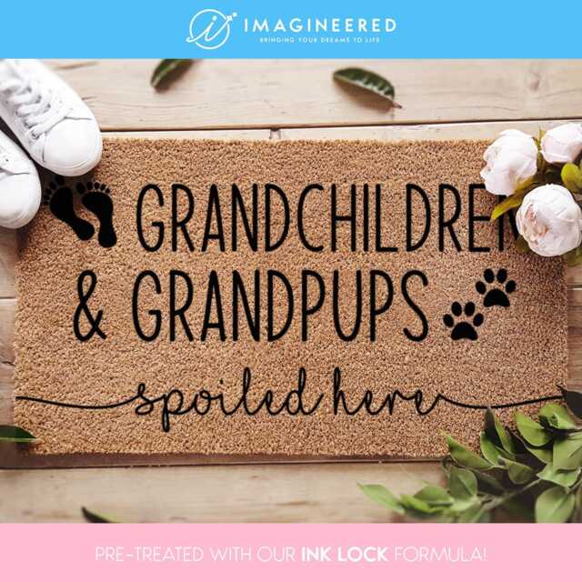 Grandchildren & Grandpups Spoiled Here Doormat For Grandma Or Grandad - Welcome Mat Grandparent Gifts From Grandkids - image 1