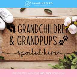 Grandchildren & Grandpups Spoiled Here Doormat For Grandma Or Grandad - Welcome Mat Grandparent Gifts From Grandkids - thumbnail 1