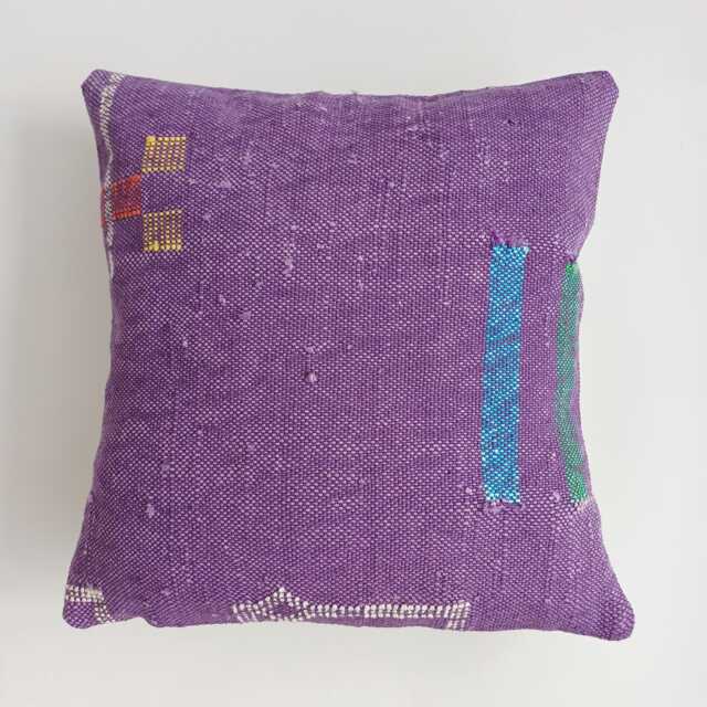 Moroccan Cactus Silk Cushion Cover, Handmade Sabra Throw Pillow, Purple Cushion, Scatter 16''x16''/40x37 cm - image 1