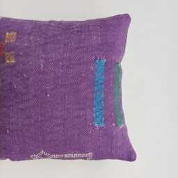 Moroccan Cactus Silk Cushion Cover, Handmade Sabra Throw Pillow, Purple Cushion, Scatter 16''x16''/40x37 cm - thumbnail 2