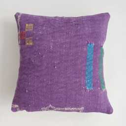Moroccan Cactus Silk Cushion Cover, Handmade Sabra Throw Pillow, Purple Cushion, Scatter 16''x16''/40x37 cm - thumbnail 1