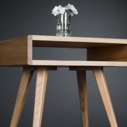 Heim - Mid Century Modern Night Stand, Bed Side Table, With Open Shelf, Made Of Oak Wood - thumbnail 3