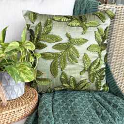 "Ribbon Embroidered Green Decorative Pillow Sham Cover, 24""x24""/26""x26"