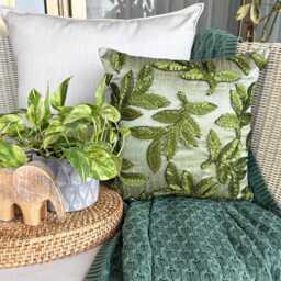 "Ribbon Embroidered Green Decorative Pillow Sham Cover, 24""x24""/26""x26" - thumbnail 2