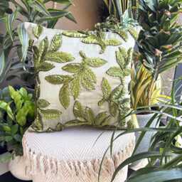 "Ribbon Embroidered Green Decorative Pillow Sham Cover, 24""x24""/26""x26" - thumbnail 3
