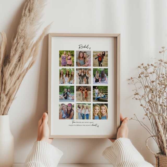 Friend Collage Photo Frame, Personalised Best Picture Print, Gift For Friend, Birthday Gift, Custom With - image 1