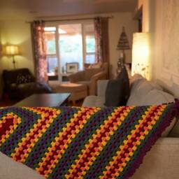 Rainbow Blanket, Striped Sofa Throw, Afghan, Crochet Blanket, Throw Madewithpride - thumbnail 3