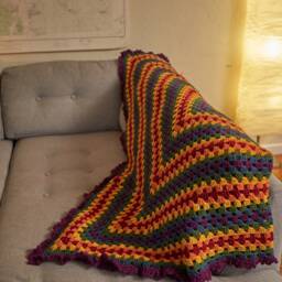 Rainbow Blanket, Striped Sofa Throw, Afghan, Crochet Blanket, Throw Madewithpride - thumbnail 2
