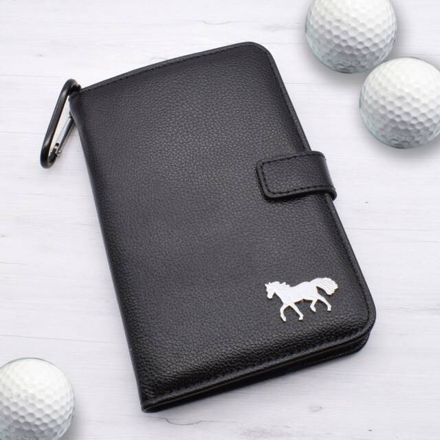 White Horse Design - Personalised Leatherette Golf Organiser Complete With Divot Repairer, Marker, Tees, Scorecard & Pencils - image 1