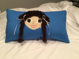 Blue, W/Ponytails Handmade Rag Doll Pillow - thumbnail 1