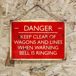 Danger, Keep Clear Metal Sign. Worn Look Rusty Print. Railway Companies Train Set Build Steam Locomotive Platform - thumbnail 2