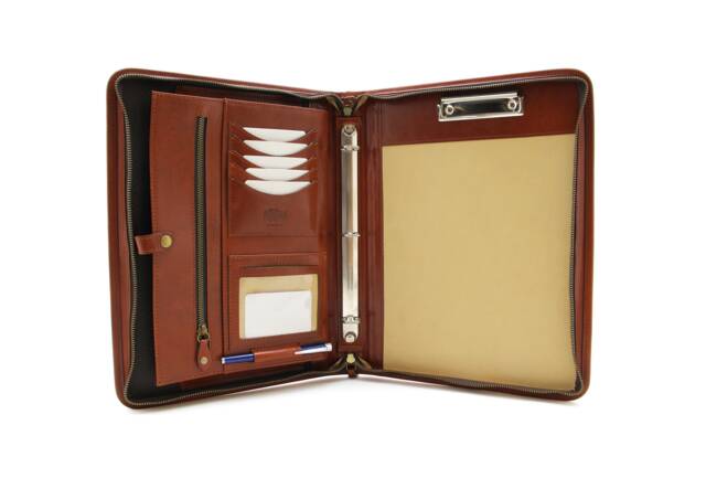Leather Organizer, Personalized Leather Portfolio Men, Document Holder, Business Gift, Cognac Folder With Handle 7327K - image 1