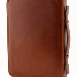 Leather Organizer, Personalized Leather Portfolio Men, Document Holder, Business Gift, Cognac Folder With Handle 7327K - thumbnail 4